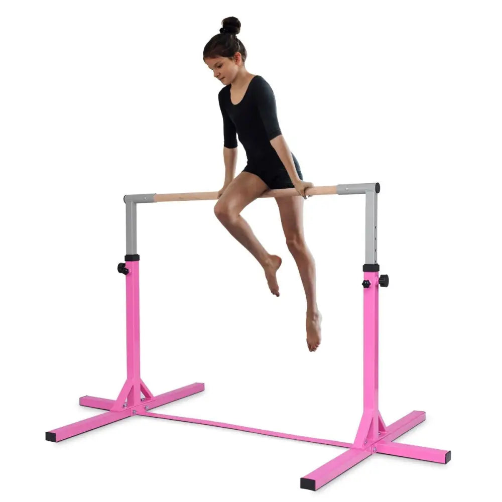 Adjustable Gymnastics Bar Horizontal Bar for Kids-Pink - Pink - Toy Sports