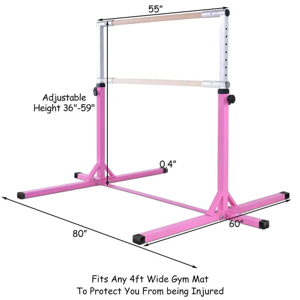 Adjustable Gymnastics Bar Horizontal Bar for Kids-Pink - Pink - Toy Sports