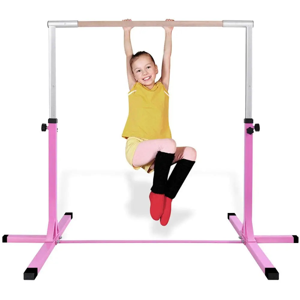 Adjustable Gymnastics Bar Horizontal Bar for Kids-Pink - Pink - Toy Sports