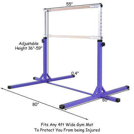 Adjustable Gymnastics Bar Horizontal Bar for Kids-Purple - Purple - Toy Sports