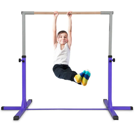 Adjustable Gymnastics Bar Horizontal Bar for Kids-Purple - Purple - Toy Sports