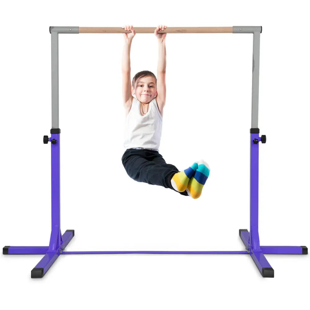 Adjustable Gymnastics Bar Horizontal Bar for Kids-Purple - Purple - Toy Sports