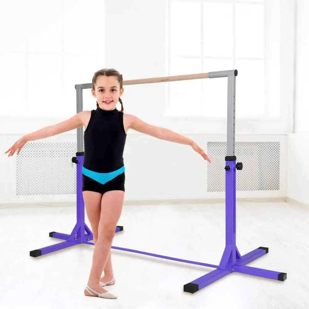 Adjustable Gymnastics Bar Horizontal Bar for Kids-Purple - Purple - Toy Sports