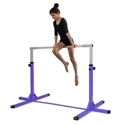 Adjustable Gymnastics Bar Horizontal Bar for Kids-Purple - Purple - Toy Sports