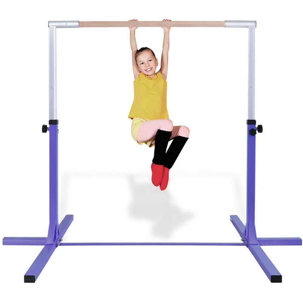 Adjustable Gymnastics Bar Horizontal Bar for Kids-Purple - Purple - Toy Sports