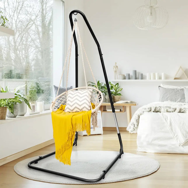 Adjustable Hammock Chair Stand Steel Frame for Outside - Black - Hammocks