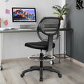 Adjustable Height Mid Back Mesh Drafting Office Chair - Black - Mesh Chairs