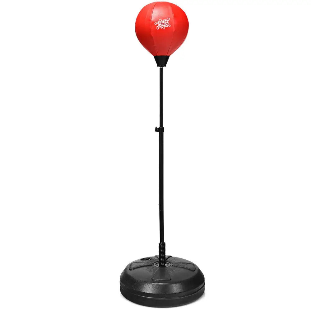 Adjustable Height Punching Bag with Stand Plus Boxing Gloves for Both Adults and Kids - Black & Red - Boxing & Martial