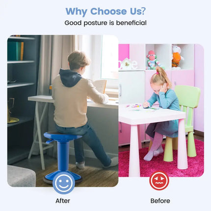 Adjustable-Height Wobble Chair Active Learning Stool for Office Stand Up Desk-Navy - Navy - Kneeling Chairs