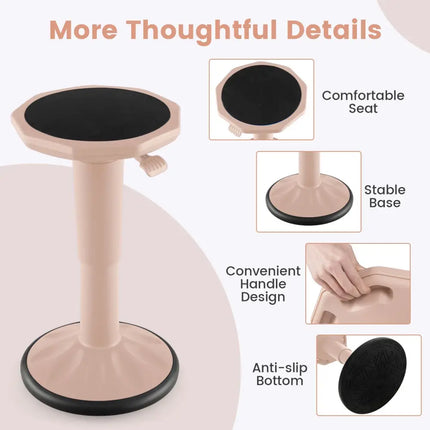 Adjustable-Height Wobble Chair Active Learning Stool for Office Stand Up Desk-Pink - Pink - Kneeling Chairs
