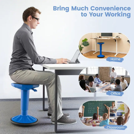 Adjustable-Height Wobble Chair Active Learning Stool for Office Stand Up Desk-Navy - Navy - Kneeling Chairs