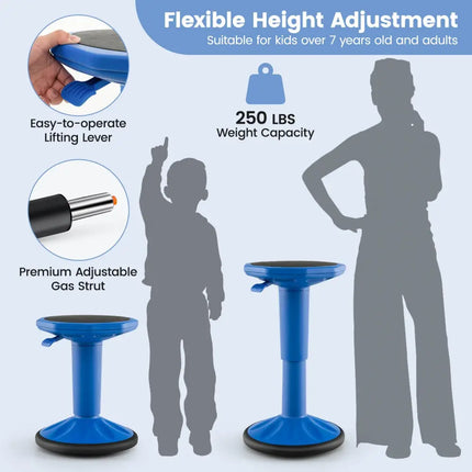 Adjustable-Height Wobble Chair Active Learning Stool for Office Stand Up Desk-Navy - Navy - Kneeling Chairs