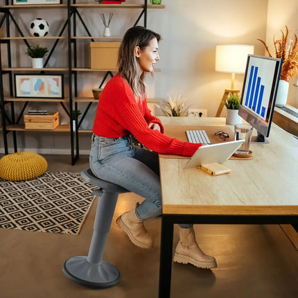 Adjustable-Height Wobble Chair Active Learning Stool for Office Stand Up Desk-Gray - Gray - Kneeling Chairs