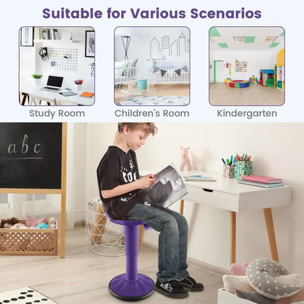Adjustable-Height Wobble Chair Active Learning Stool for Office Stand Up Desk-Purple - Purple - Kneeling Chairs