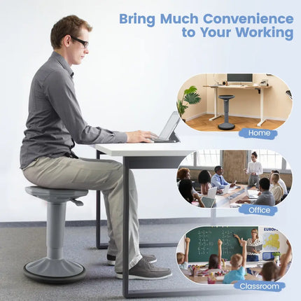 Adjustable-Height Wobble Chair Active Learning Stool for Office Stand Up Desk-Gray - Gray - Kneeling Chairs