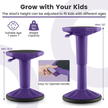 Adjustable-Height Wobble Chair Active Learning Stool for Office Stand Up Desk-Purple - Purple - Kneeling Chairs