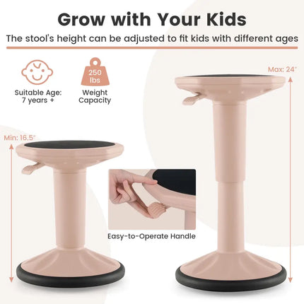 Adjustable-Height Wobble Chair Active Learning Stool for Office Stand Up Desk-Pink - Pink - Kneeling Chairs
