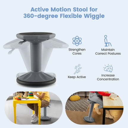 Adjustable-Height Wobble Chair Active Learning Stool for Office Stand Up Desk-Gray - Gray - Kneeling Chairs