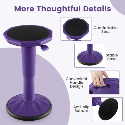 Adjustable-Height Wobble Chair Active Learning Stool for Office Stand Up Desk-Purple - Purple - Kneeling Chairs