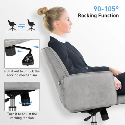 Adjustable Hollow Mid Back Leisure Office Chair with Armrest-Gray - Gray - Leisure Chairs