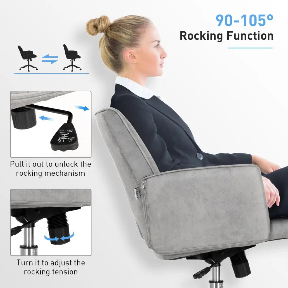 Adjustable Hollow Mid Back Leisure Office Chair with Armrest-Gray - Gray - Leisure Chairs