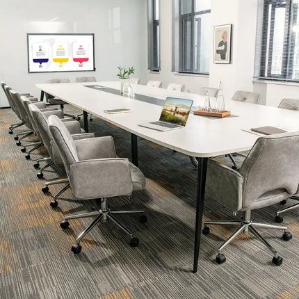 Adjustable Hollow Mid Back Leisure Office Chair with Armrest-Gray - Gray - Leisure Chairs