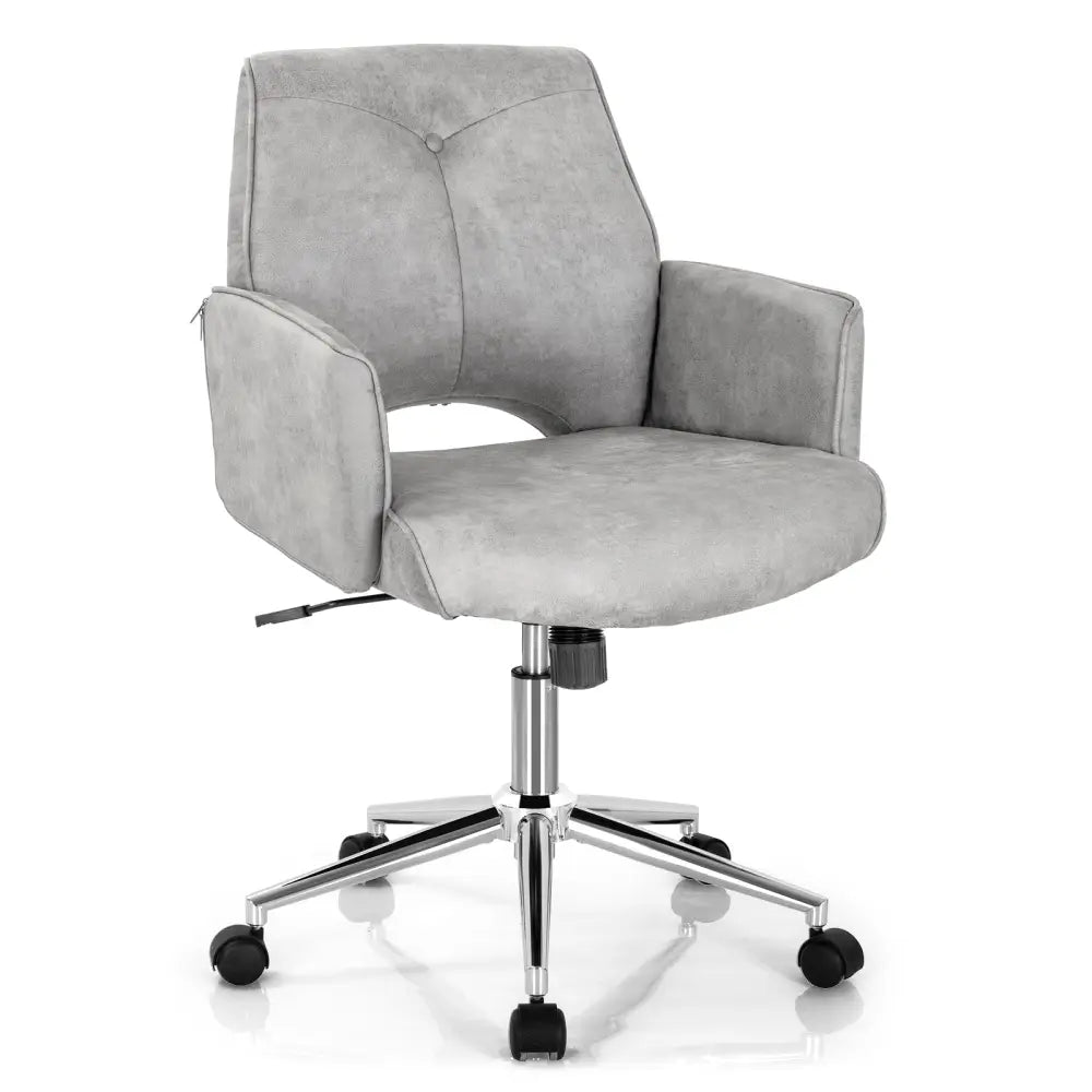 Adjustable Hollow Mid Back Leisure Office Chair with Armrest-Gray - Gray - Leisure Chairs