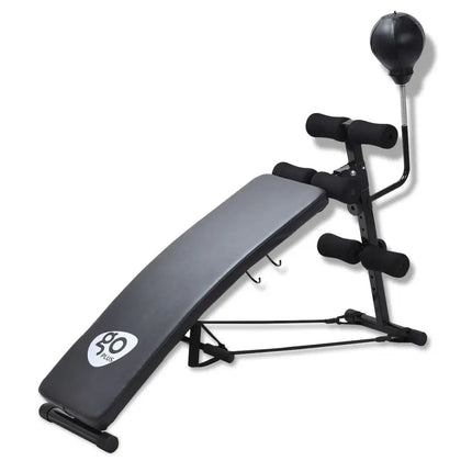Adjustable Incline Curved Workout Fitness Sit Up Bench - Black - Benches Racks & Bars