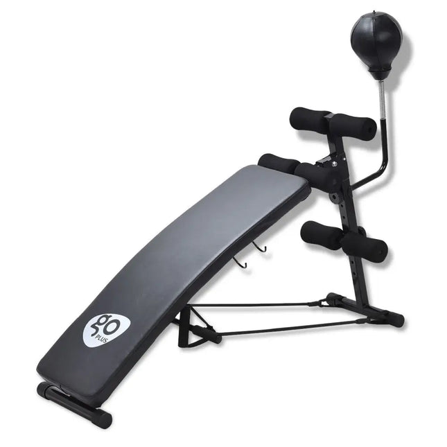 Adjustable Incline Curved Workout Fitness Sit Up Bench - Black - Benches Racks & Bars