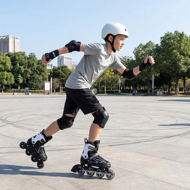 Adjustable Kids’ Incline Skates 4 Sizes Adjustable Blade Roller-Black - Black - Toy Sports