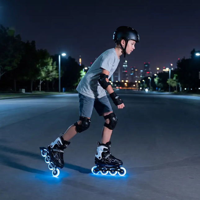 Adjustable Kids’ Incline Skates 4 Sizes Adjustable Blade Roller-Black - Black - Toy Sports