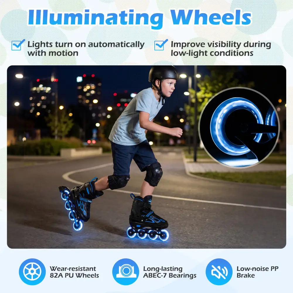 Adjustable Kids’ Incline Skates 4 Sizes Adjustable Blade Roller-Blue - Blue - Toy Sports