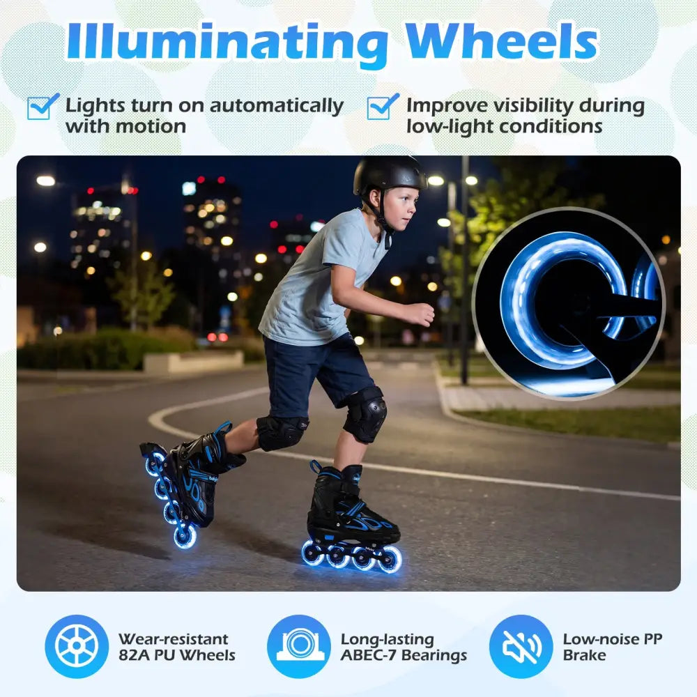 Adjustable Kids’ Incline Skates 4 Sizes Adjustable Blade Roller-Blue - Blue - Toy Sports
