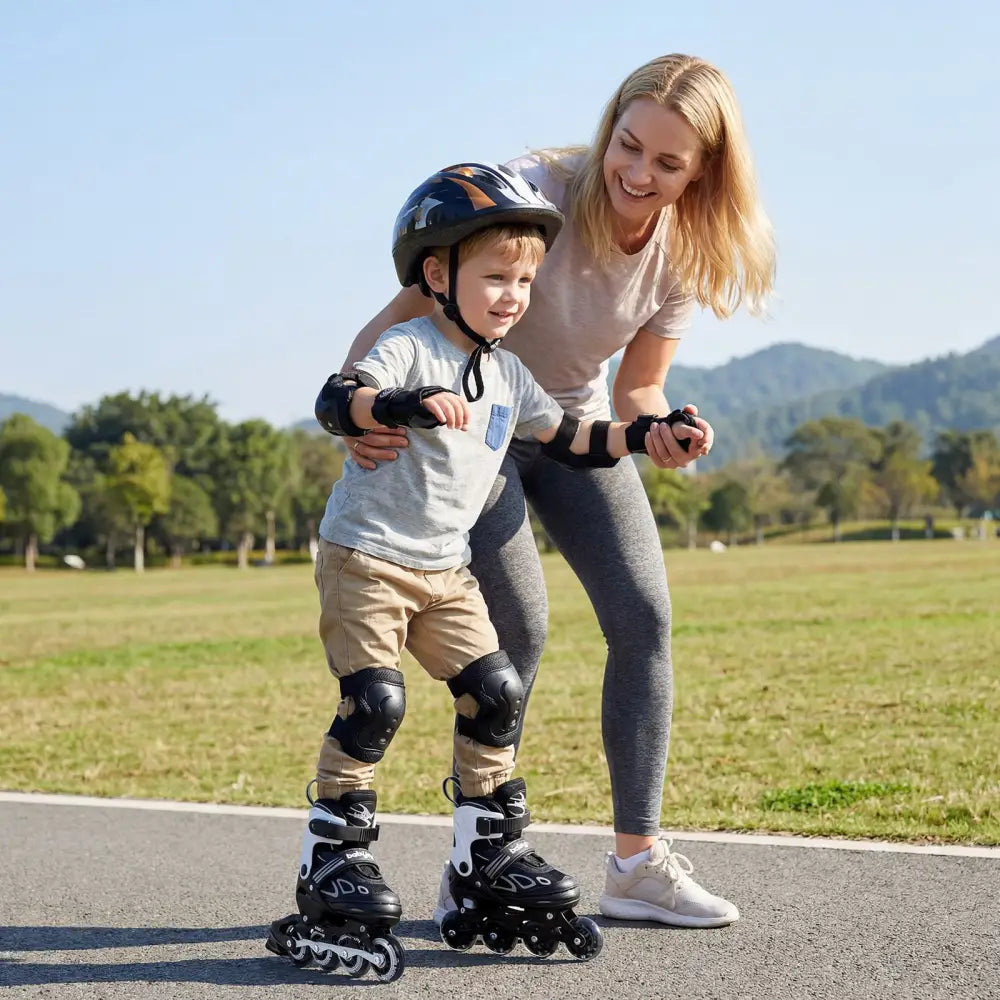 Adjustable Kids’ Incline Skates for Boys Girls Ages 5-14-Black - Black - Toy Sports