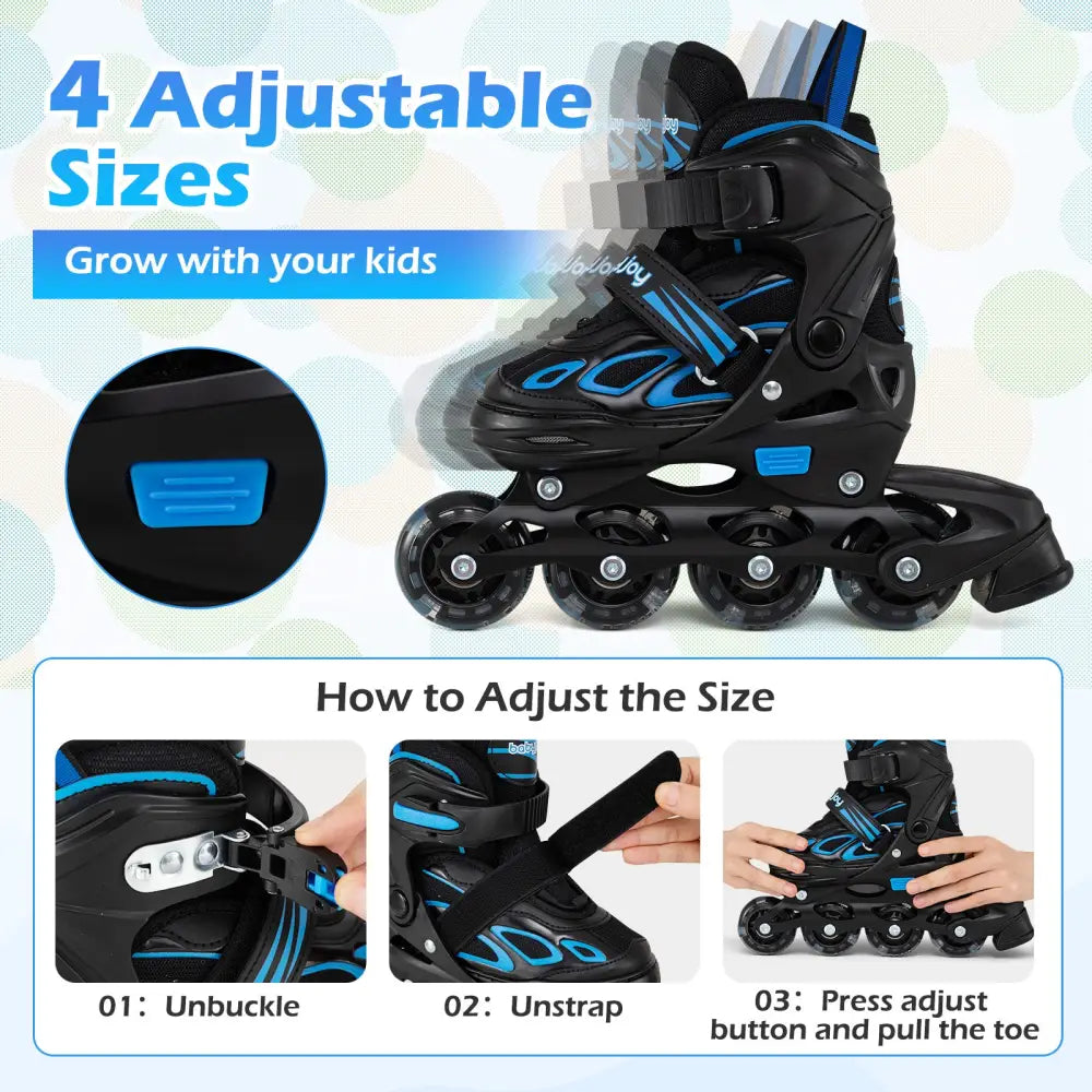 Adjustable Kids’ Incline Skates for Boys Girls Ages 5-14-Blue - Blue - Toy Sports