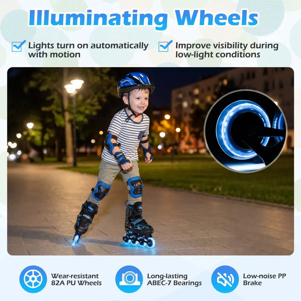 Adjustable Kids’ Incline Skates for Boys Girls Ages 5-14-Blue - Blue - Toy Sports