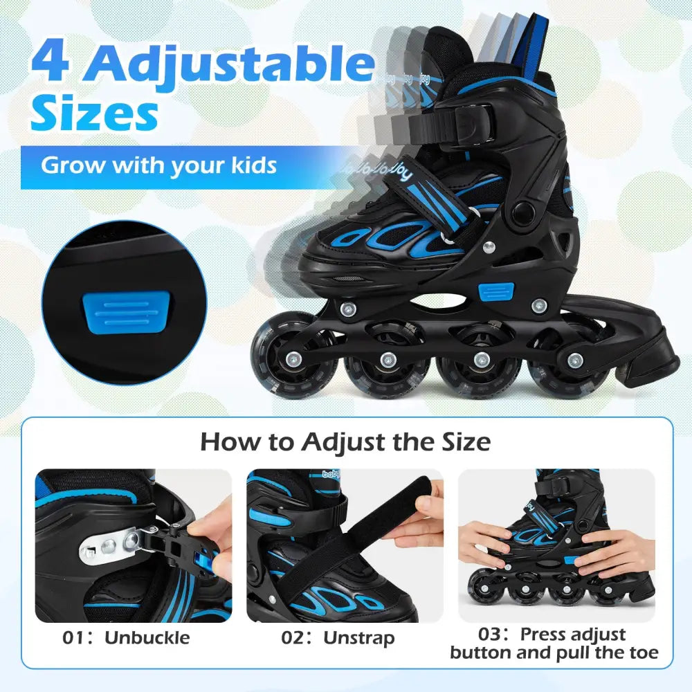 Adjustable Kids’ Incline Skates for Boys Girls Ages 5-14-Blue - Blue - Toy Sports