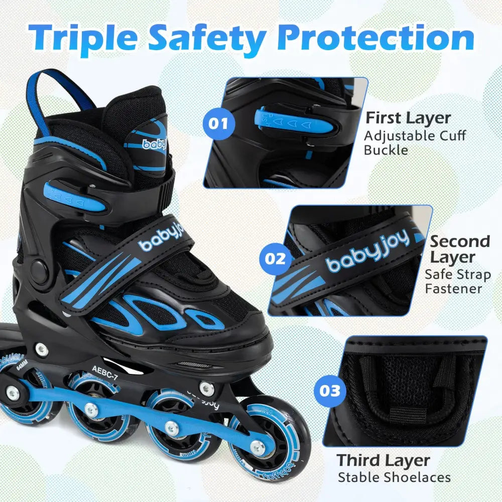 Adjustable Kids’ Incline Skates for Boys Girls Ages 5-14-Blue - Blue - Toy Sports