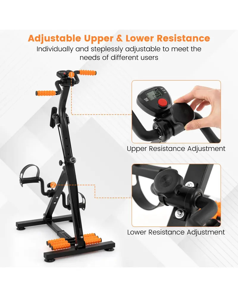 Adjustable LCD Pedal Exercise Bike with Massage-Yellow - Yellow - Exercise Bikes