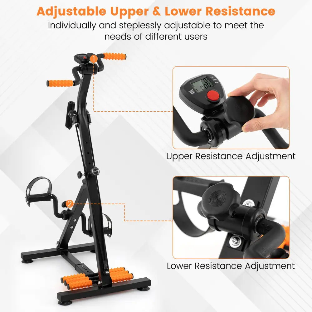 Adjustable LCD Pedal Exercise Bike with Massage-Yellow - Yellow - Exercise Bikes