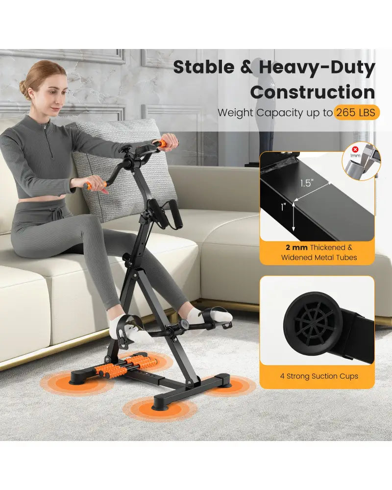 Adjustable LCD Pedal Exercise Bike with Massage-Yellow - Yellow - Exercise Bikes