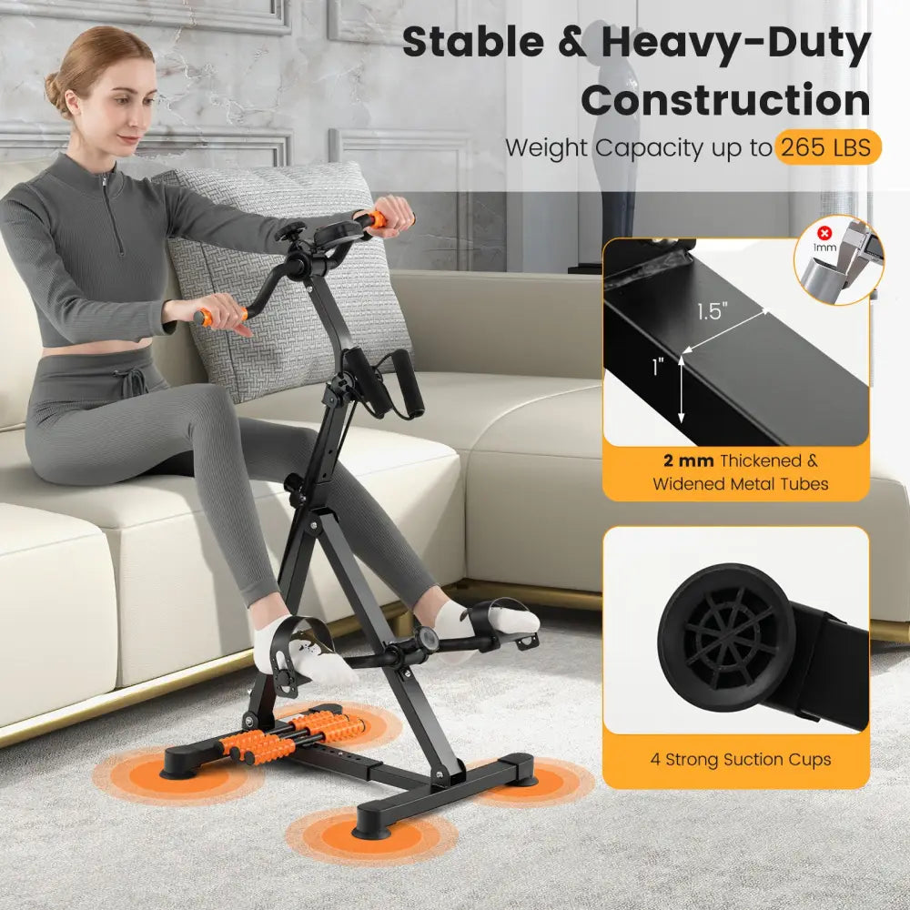 Adjustable LCD Pedal Exercise Bike with Massage-Yellow - Yellow - Exercise Bikes