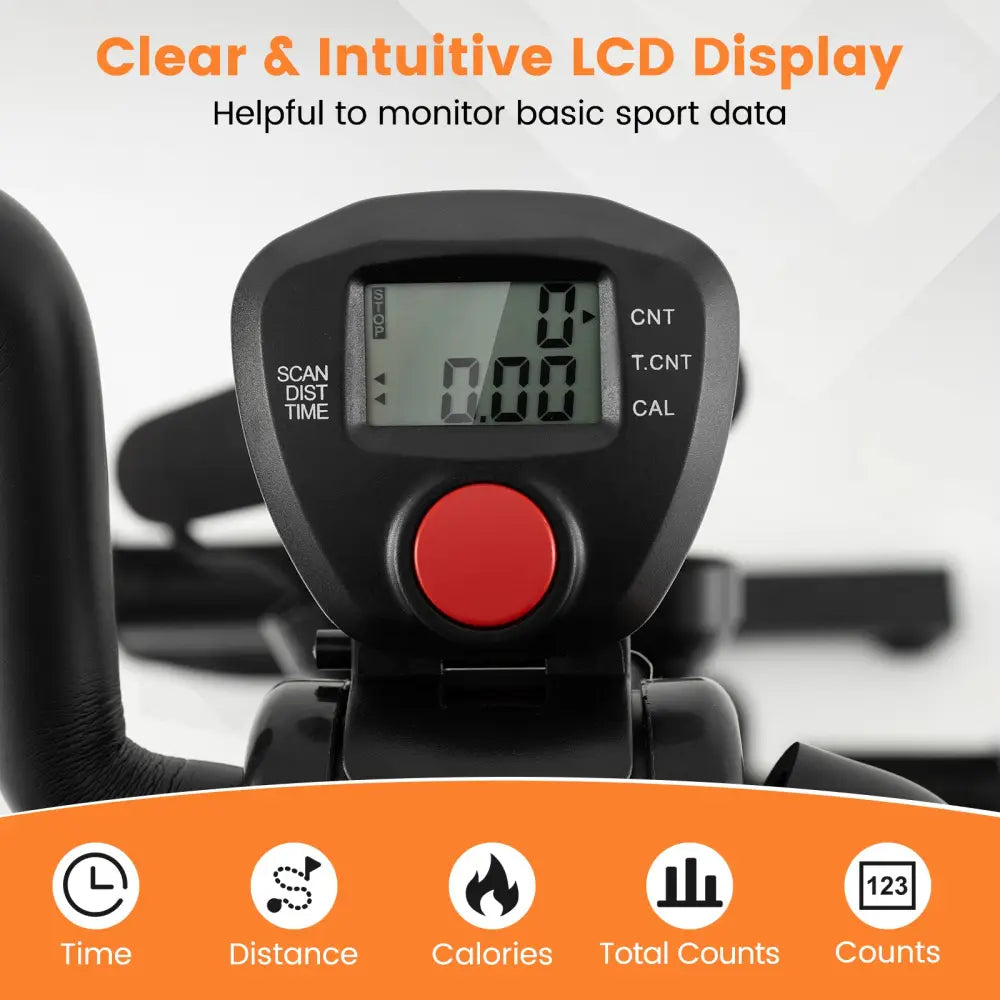 Adjustable LCD Pedal Exercise Bike with Massage-Yellow - Yellow - Exercise Bikes