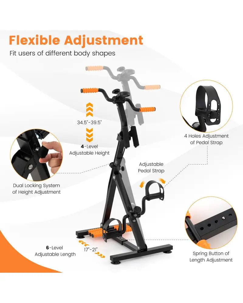 Adjustable LCD Pedal Exercise Bike with Massage-Yellow - Yellow - Exercise Bikes