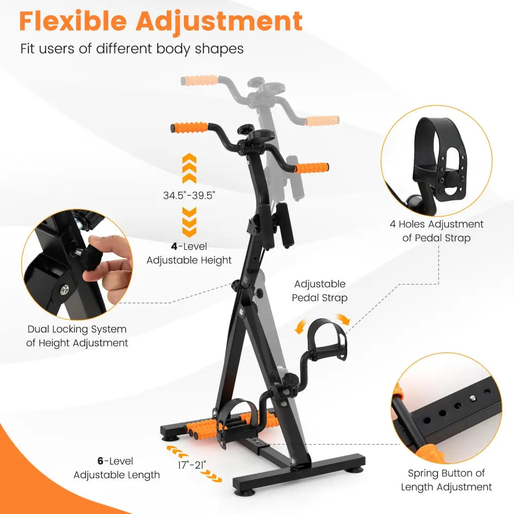 Adjustable LCD Pedal Exercise Bike with Massage-Yellow - Yellow - Exercise Bikes