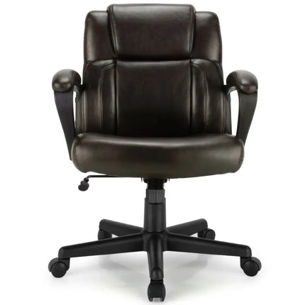 Adjustable Leather Executive Office Chair Computer Desk Chair with Armrest - Brown - Executive Chairs