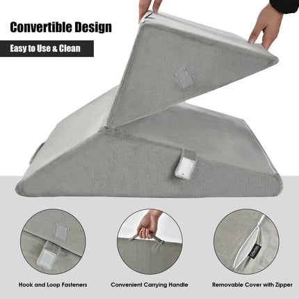 Adjustable Memory Foam Reading Sleep Back Support Pillow-Gray - Gray - Bedding