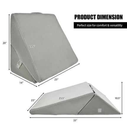 Adjustable Memory Foam Reading Sleep Back Support Pillow-Gray - Gray - Bedding