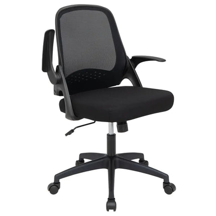 Adjustable Mesh Office Chair Rolling Computer Desk Chair with Flip-up Armrest-Black - Black - Mesh Chairs