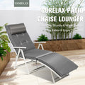 Adjustable Outdoor Lightweight Folding Chaise Lounge Chair with Pillow-Gray - Gray - Outdoor Chaise Lounges